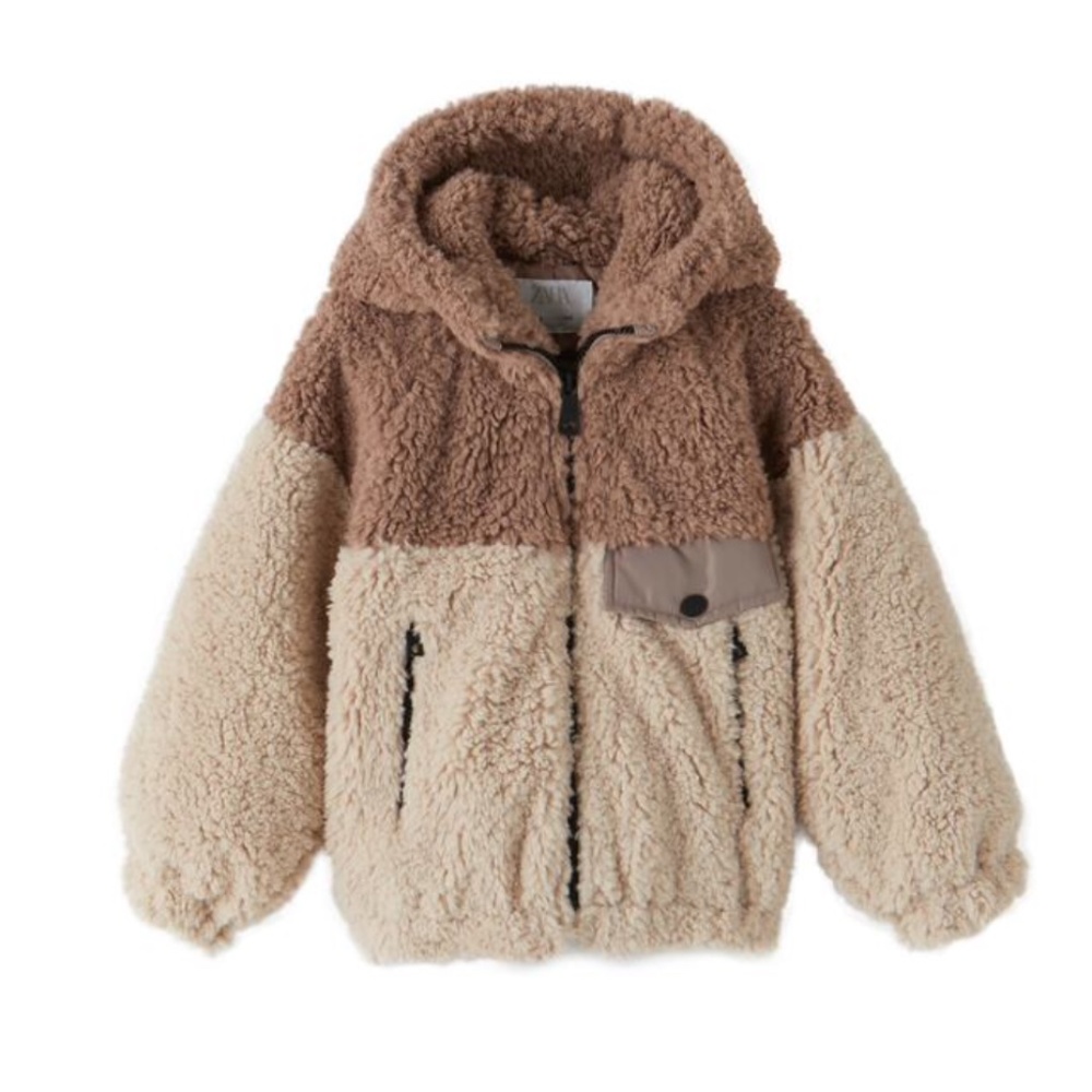 BLOCK COLOR FAUX SHEARLING JACKET PINK